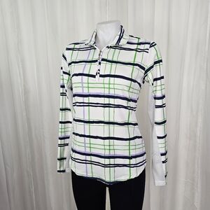 San Soleil Quarter Zip Pullover Top Long Mesh Sleeve UPF 50 Size Small